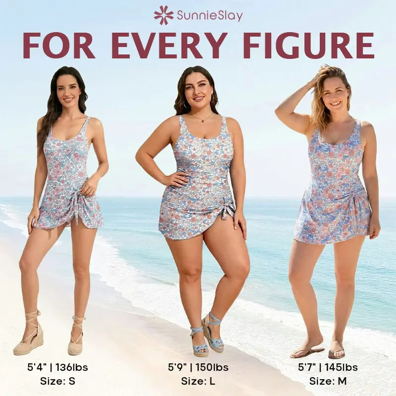 SunnieSlay - One-Piece-Swimdress for Women with Tummy Control
