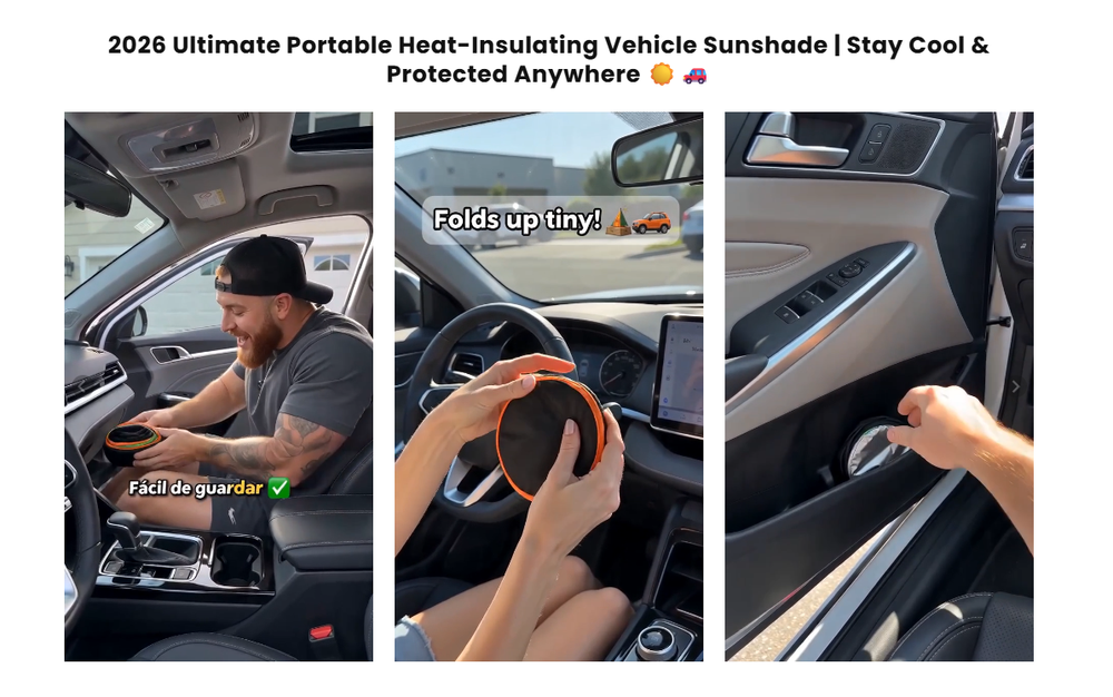 2026 New Portable Heat-Insulating Vehicle Sunshade, Upgraded Thickened Front Window Sun Shade☀️🚗